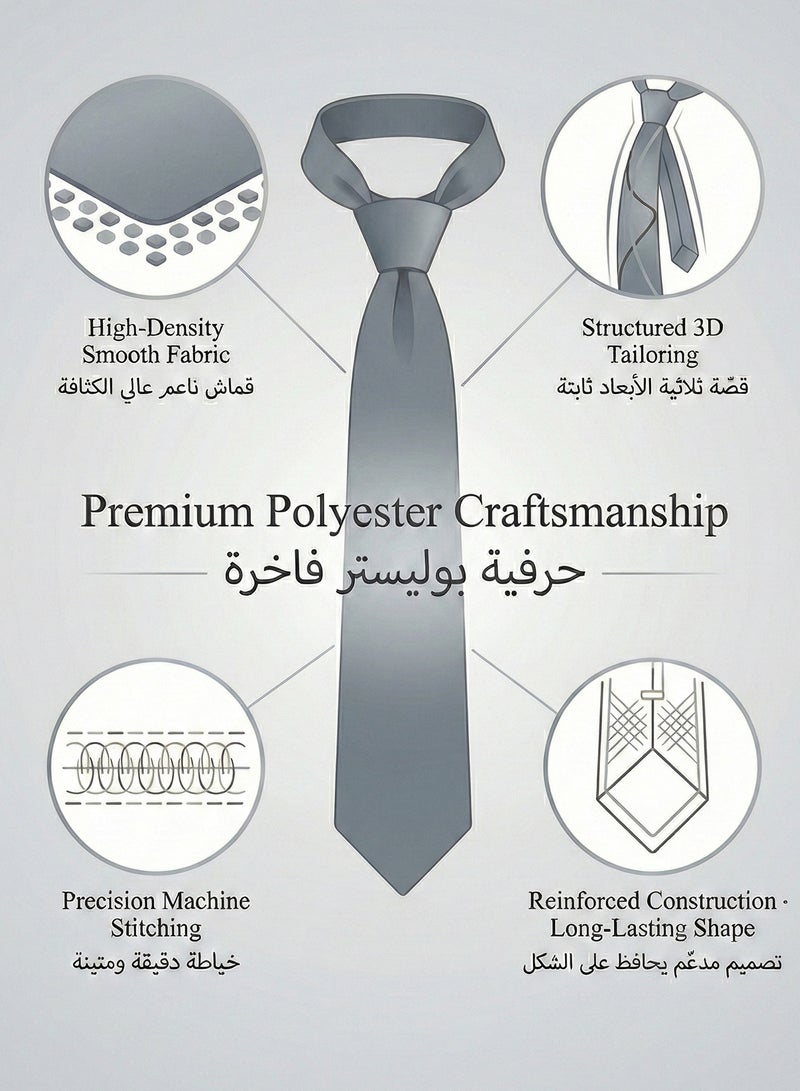 FIORICASA 4-PIECE Men's Tie & Bowtie Gift Set - Classic Black Micro-Check Patterned Necktie with Matching Bow Tie, Pocket Square and Cufflinks - Formal Business Suit Accessory Box - Image 3